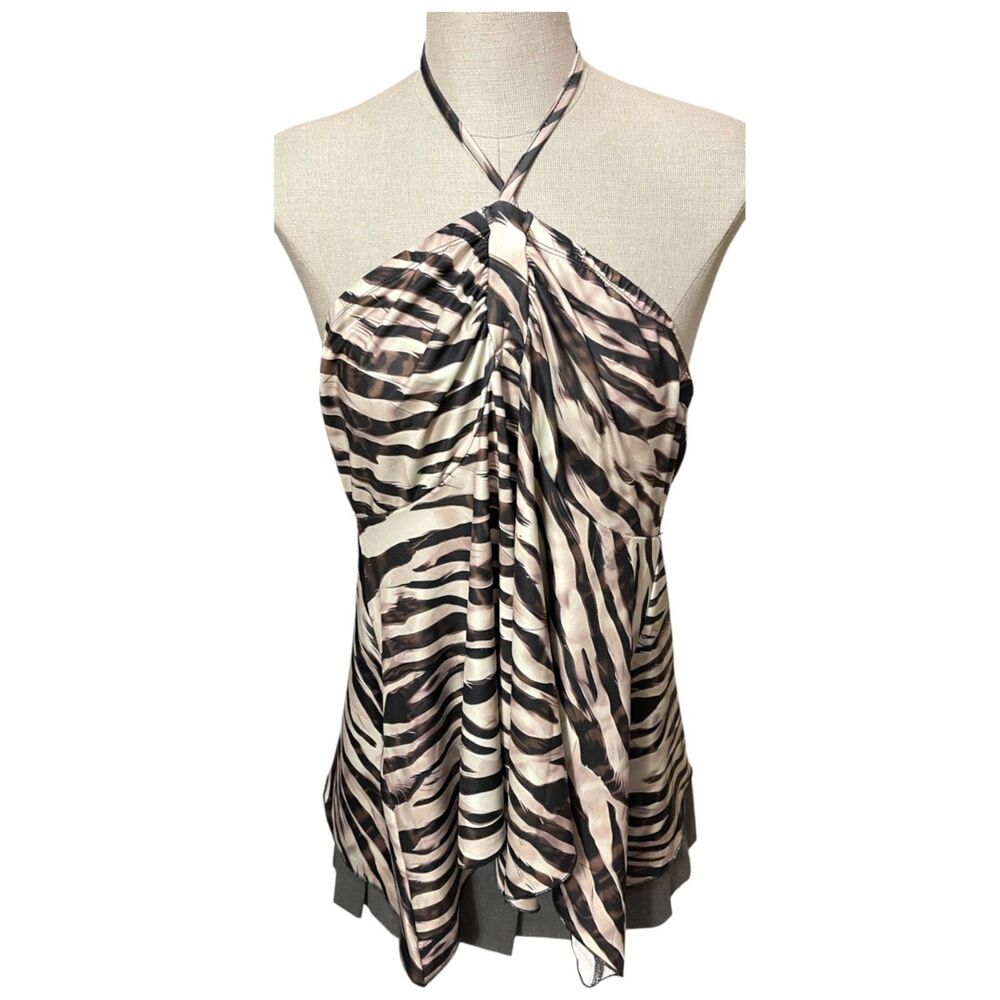 NWT Verdusa Plus Size Asymmetrical Halter Top Animal Tiger Print Flowy Size XL